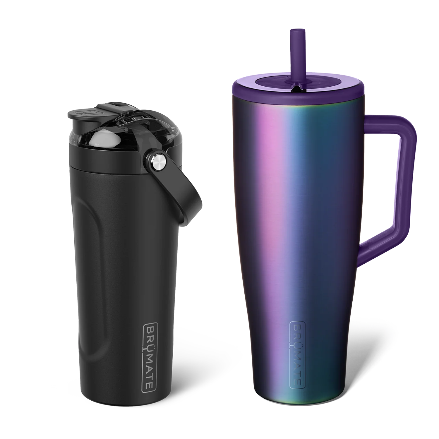 BrüMate Matte Black & Dark Aura – MultiShaker 25oz + Era 40oz Bundle