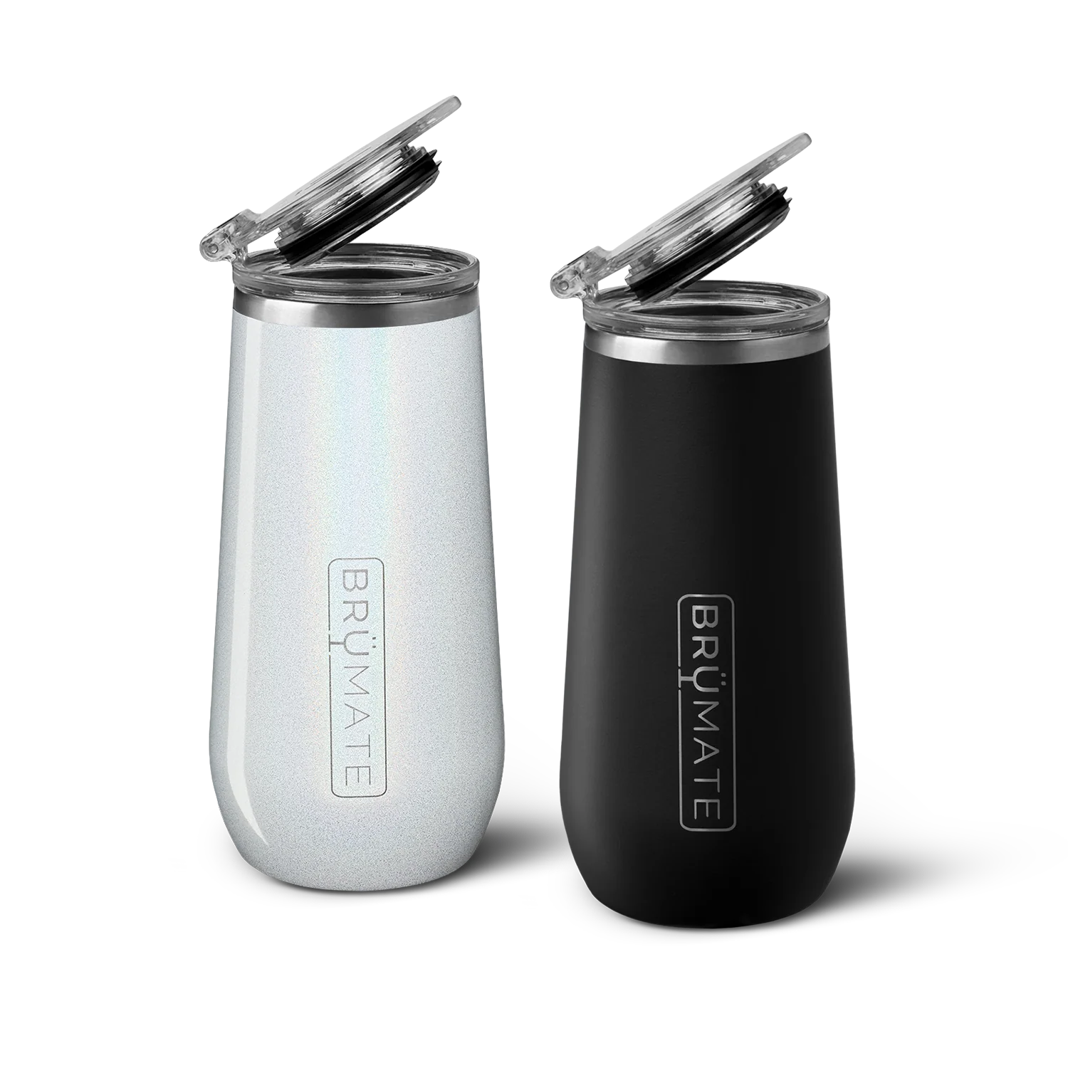 BrüMate Glitter White & Matte Black – Flute Bundle Glass