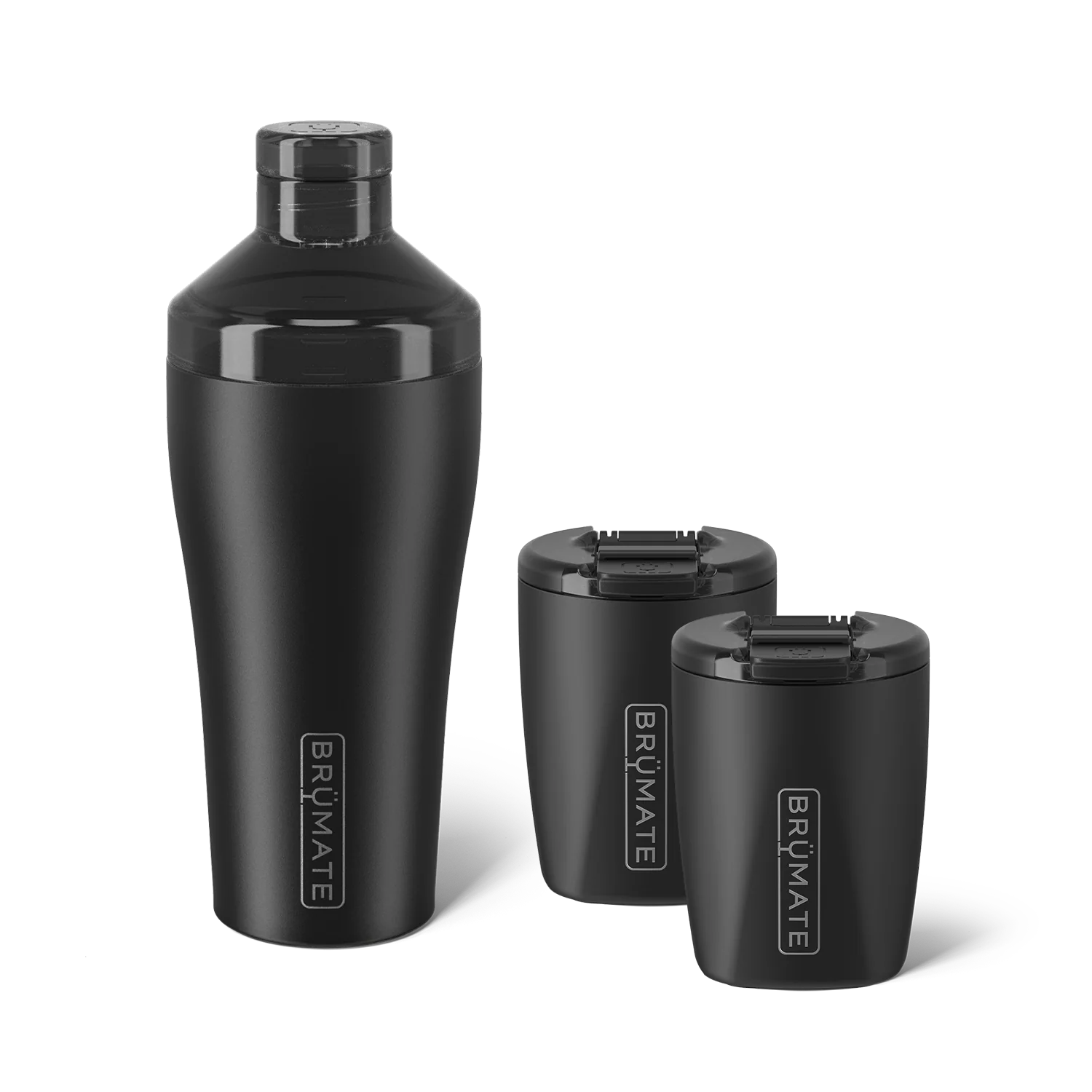BrüMate Matte Black – Cocktail Shaker + Rocks Bundle