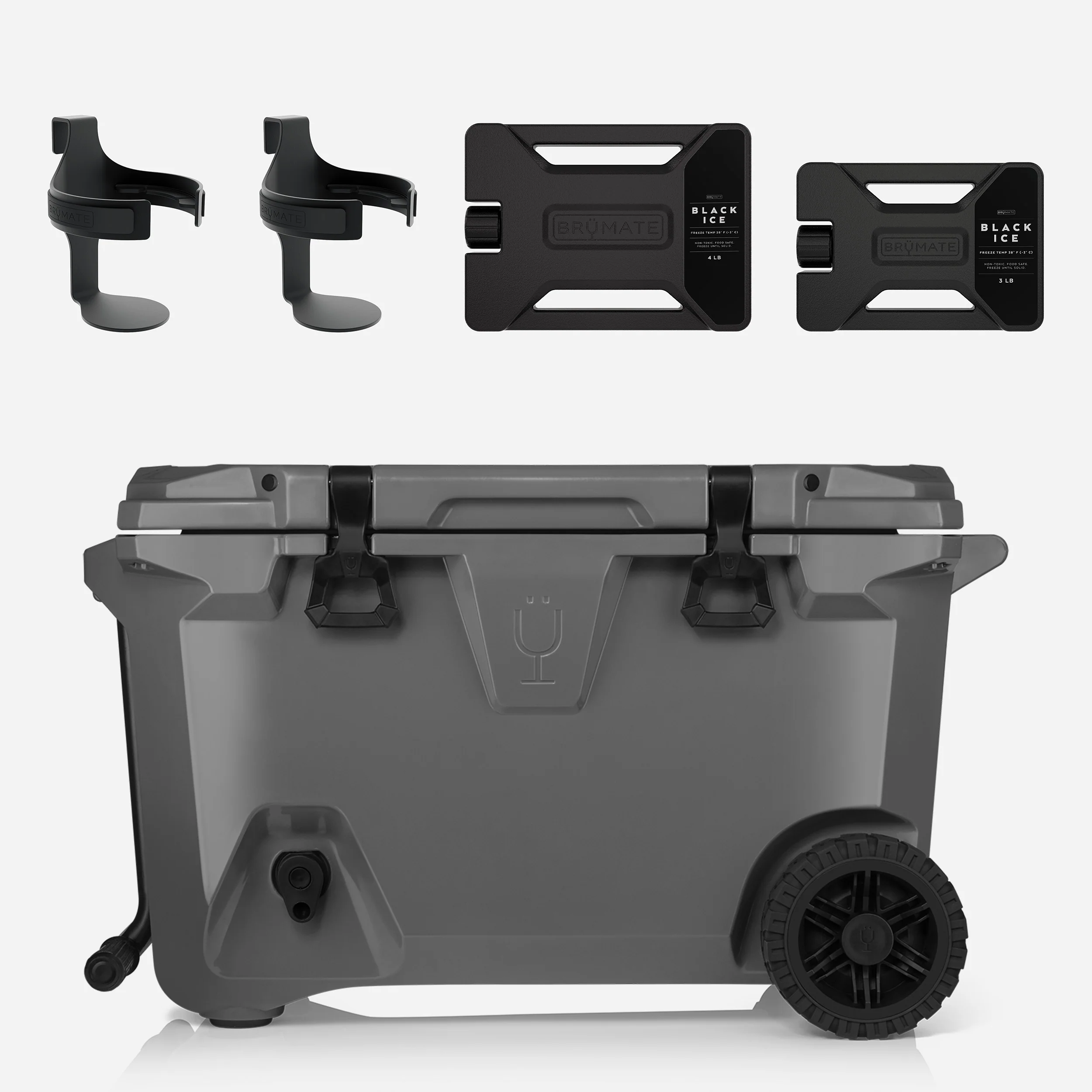 BruMate Charcoal – BrüTank 55-Quart Double Drink Holder Cooler Bundle Bottle